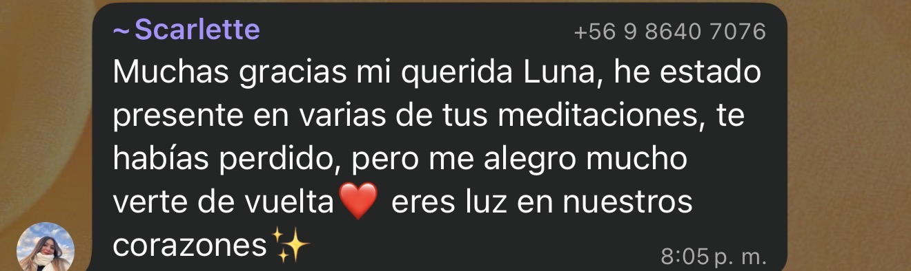 Captura de un mensaje real, testimonio 8
