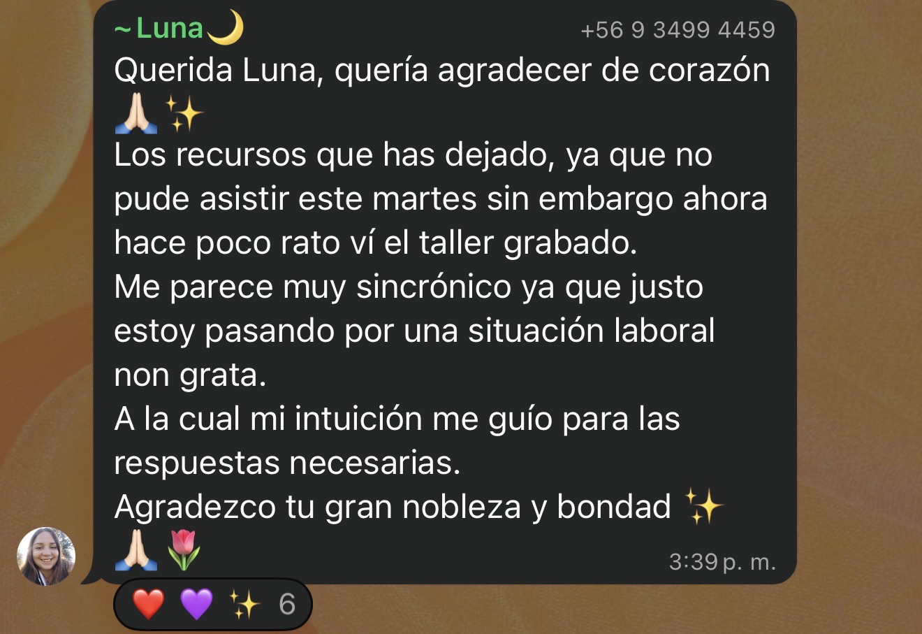 Captura de un mensaje real, testimonio 12