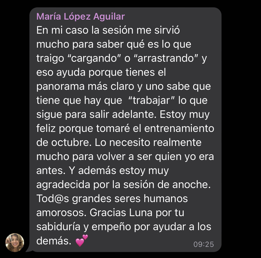 Captura de un mensaje real, testimonio 17