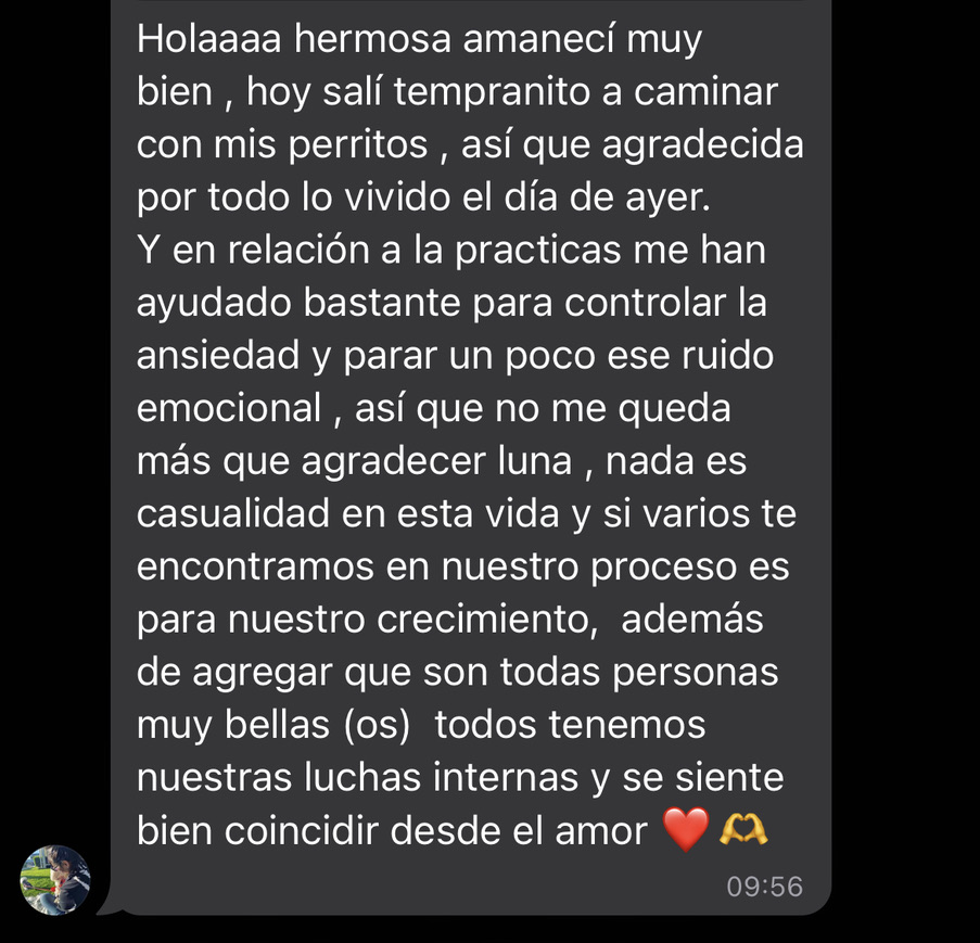 Captura de un mensaje real, testimonio 19
